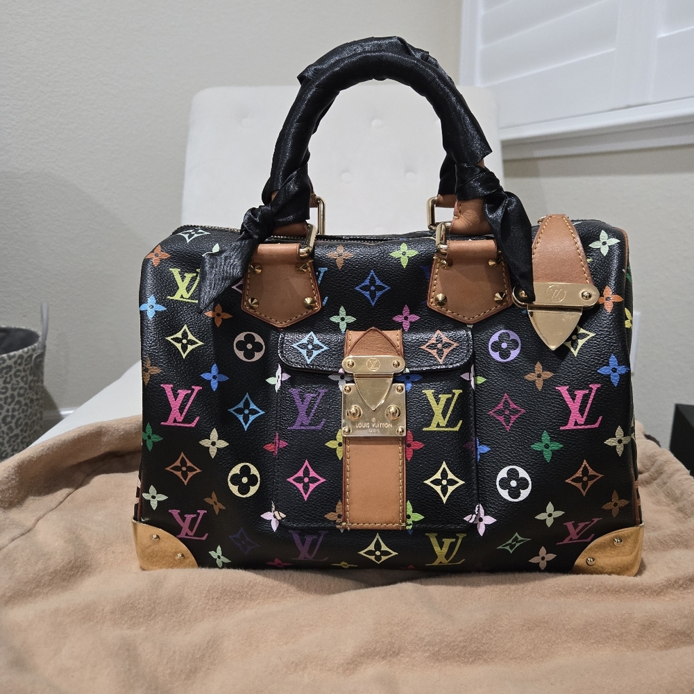 Authentic LOUIS VUITTON Monogram Multicolor Speedy 30 NOIR